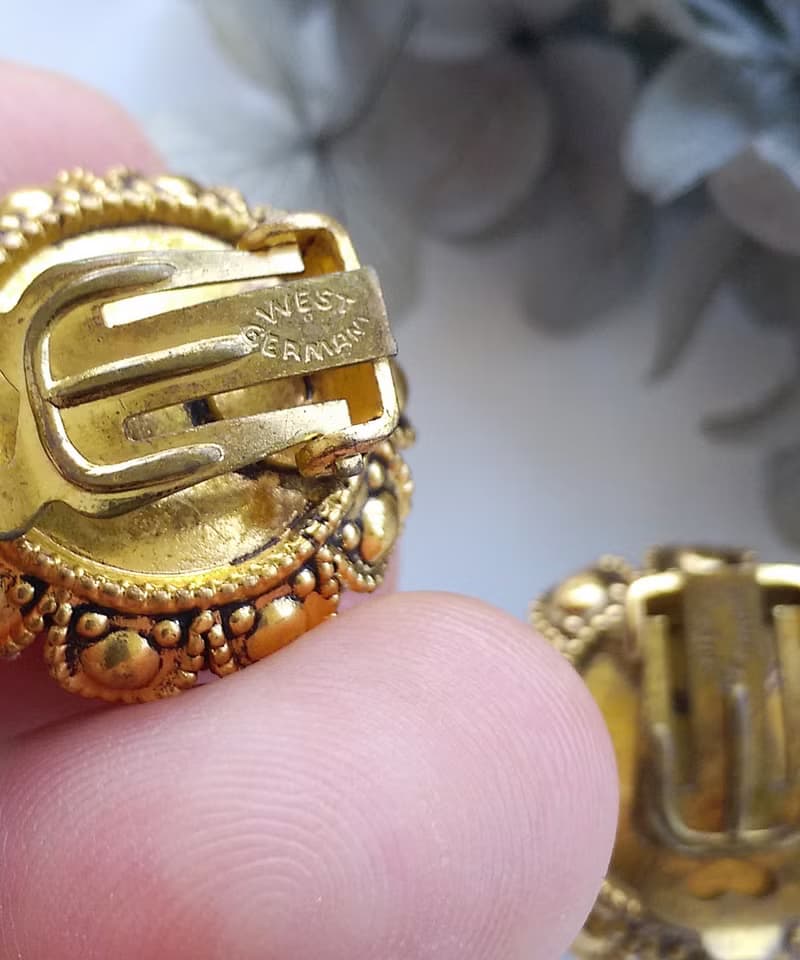Vintage Jewelry 西洋古董飾品 西德製  蕾絲圈圈 夾式耳環