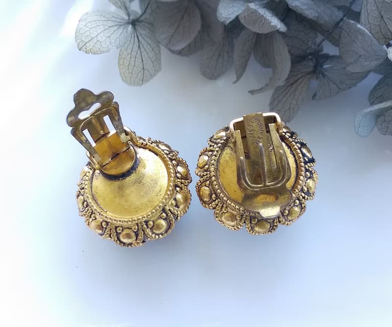 Vintage Jewelry 西洋古董飾品 西德製  蕾絲圈圈 夾式耳環