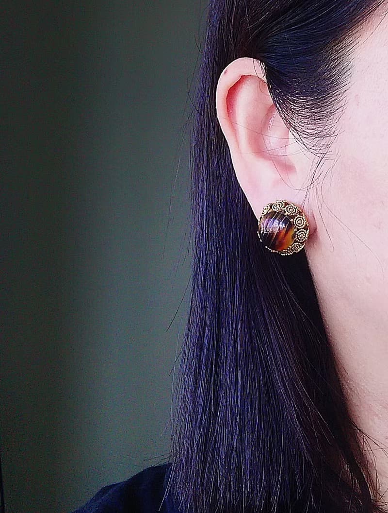 Vintage Jewelry 西洋古董飾品 西德製  蕾絲圈圈 夾式耳環