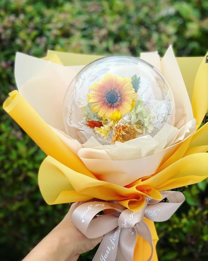 向日葵花束 不凋花 乾燥花 波波球花束  畢業花束 生日花束