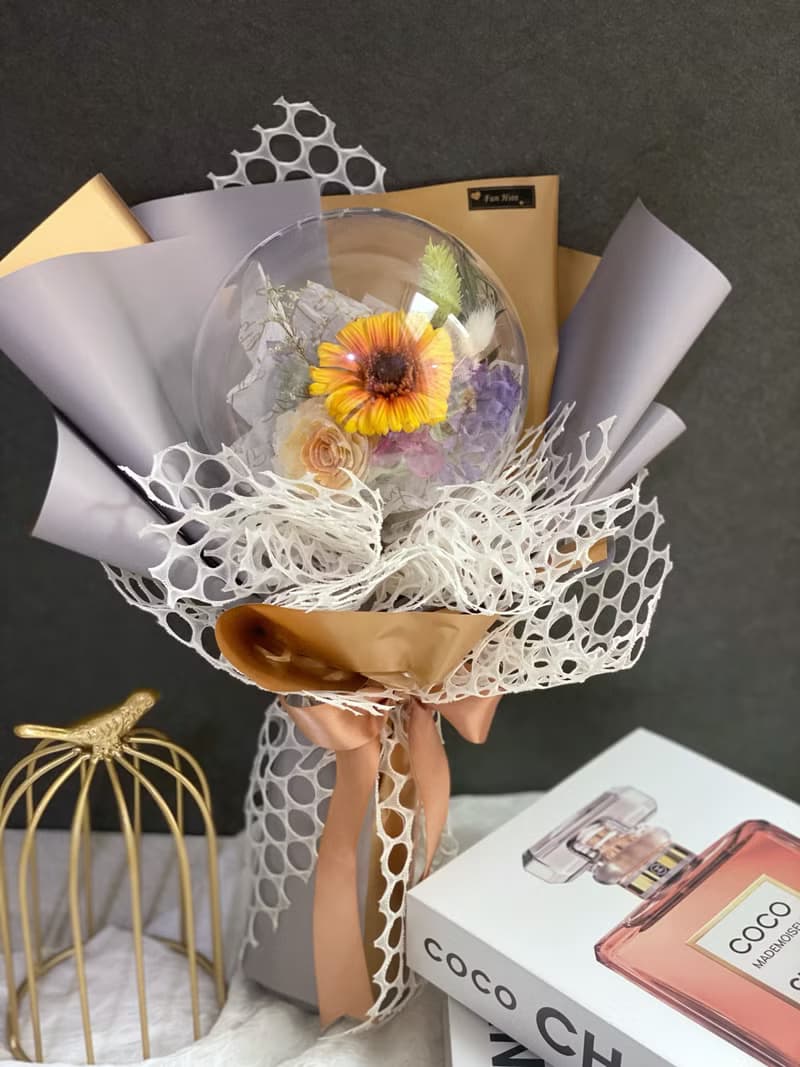 向日葵花束 不凋花 乾燥花 波波球花束  畢業花束 生日花束