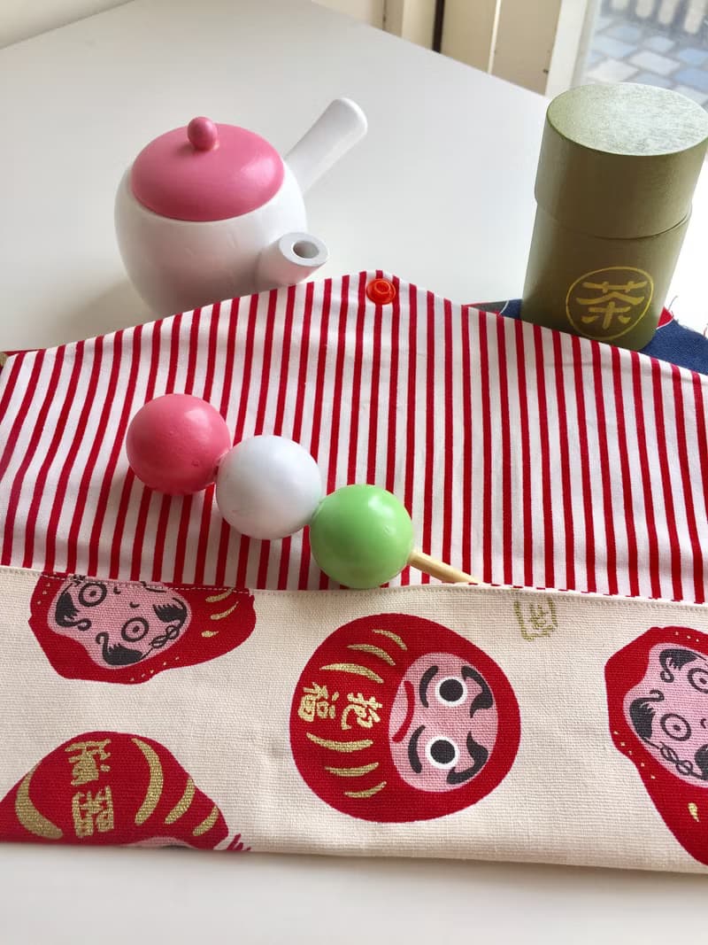 文青風環保筷袋  開運抱福 白  手作餐具袋.交換禮物.