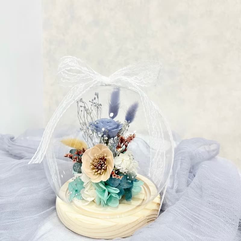 愛戀魔法球 -招喚永不凋零的愛 永生花&乾燥花 圓形玻璃盅