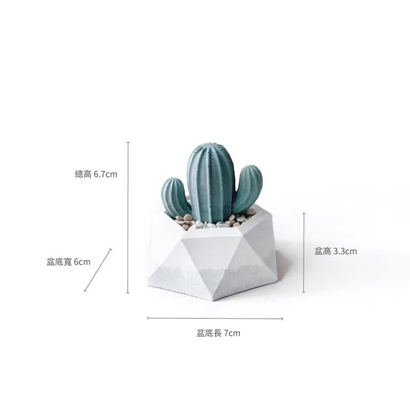 (現貨)白灰漸層系列 | 仙人掌造型水泥擴香石組合 辦公室懶人植栽