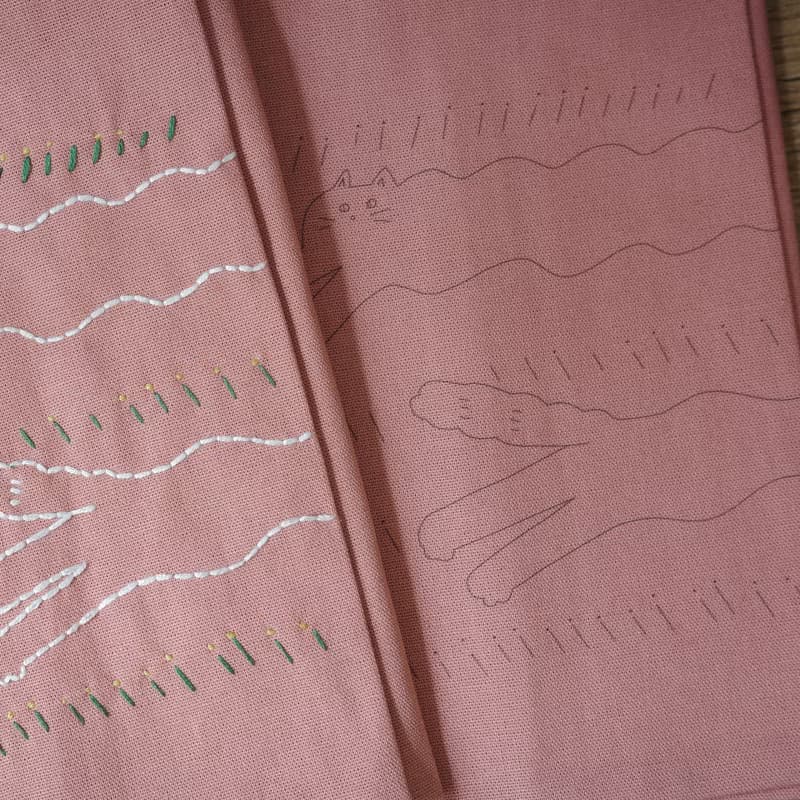 A5刺繡書衣材料包-miii 花園裡的貓 插畫家聯名新版 影片示範