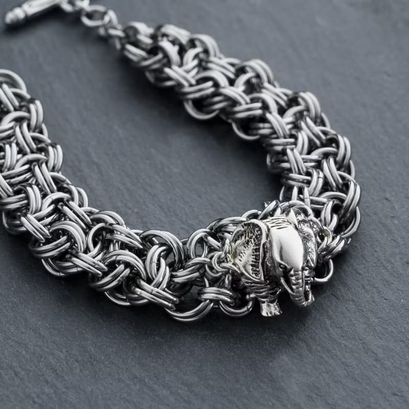 手作不銹鋼銀象手鍊