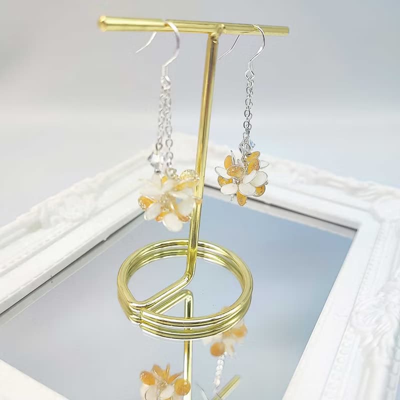 垂吊迷你花球耳飾