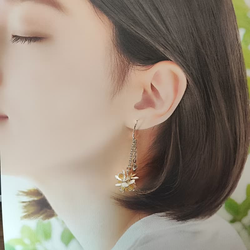 垂吊迷你花球耳飾