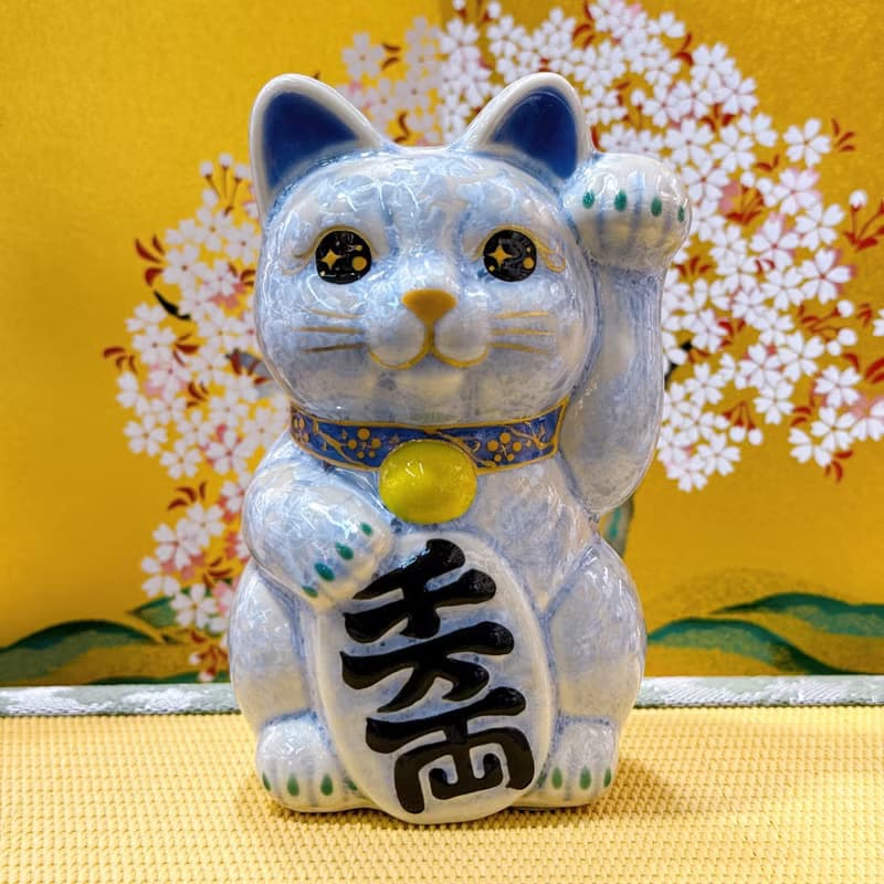 【銀藤守安】日本清水燒招財貓 | 花結晶 銀藤 - 千万両 左
