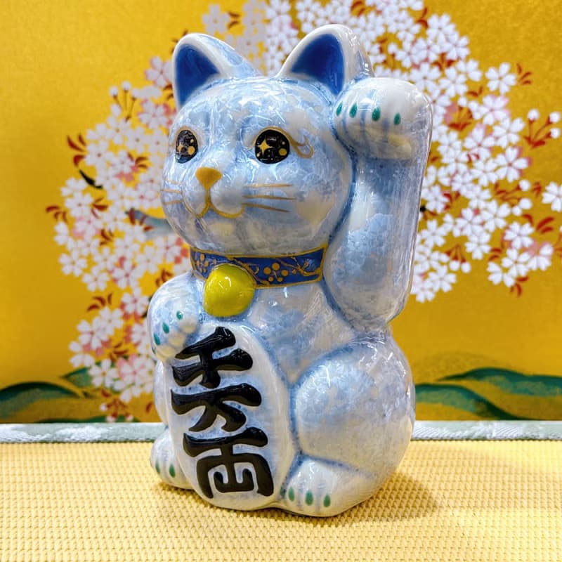 【銀藤守安】日本清水燒招財貓 | 花結晶 銀藤 - 千万両 左
