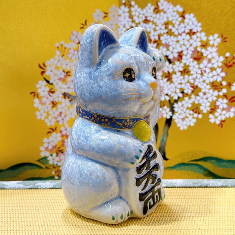 【銀藤守安】日本清水燒招財貓 | 花結晶 銀藤 - 千万両 左