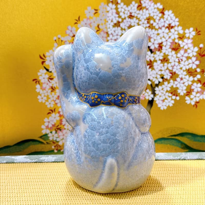 【銀藤守安】日本清水燒招財貓 | 花結晶 銀藤 - 千万両 左