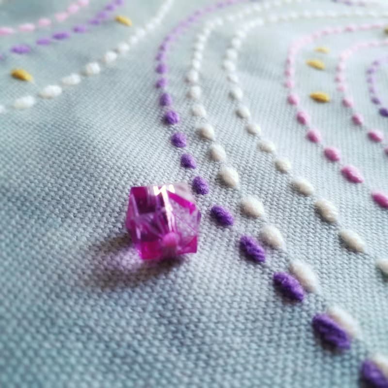 12.5x13.5 inch tote. Fun and original with hand-stitched design with beads