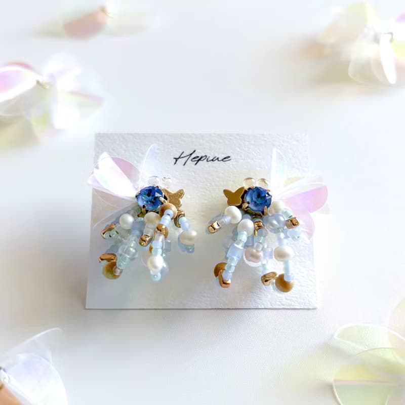 flarelet (Blue) : earring耳夾 / pierce耳釘
