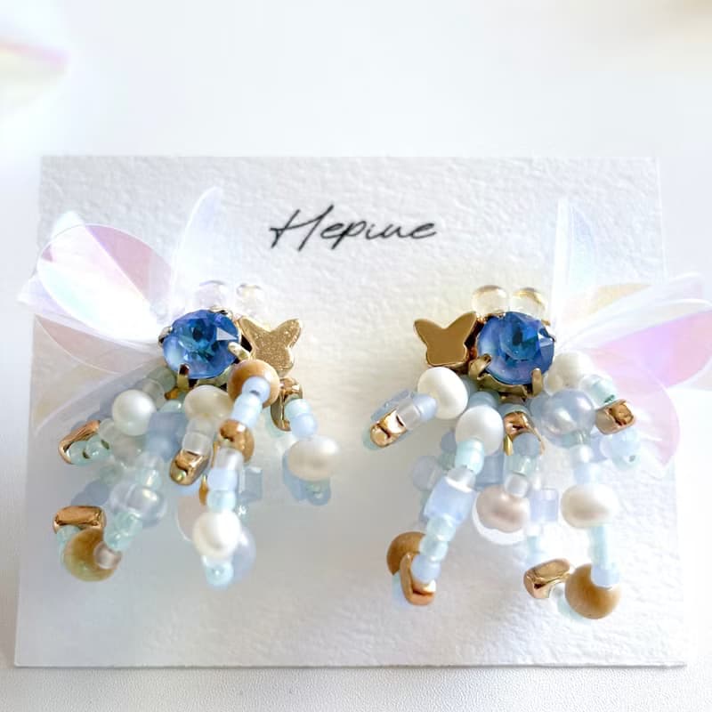 flarelet (Blue) : earring耳夾 / pierce耳釘