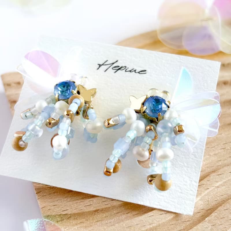 flarelet (Blue) : earring耳夾 / pierce耳釘
