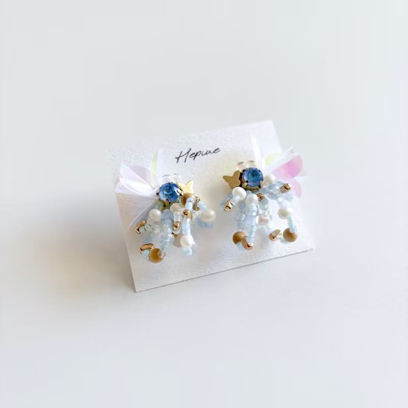 flarelet (Blue) : earring耳夾 / pierce耳釘