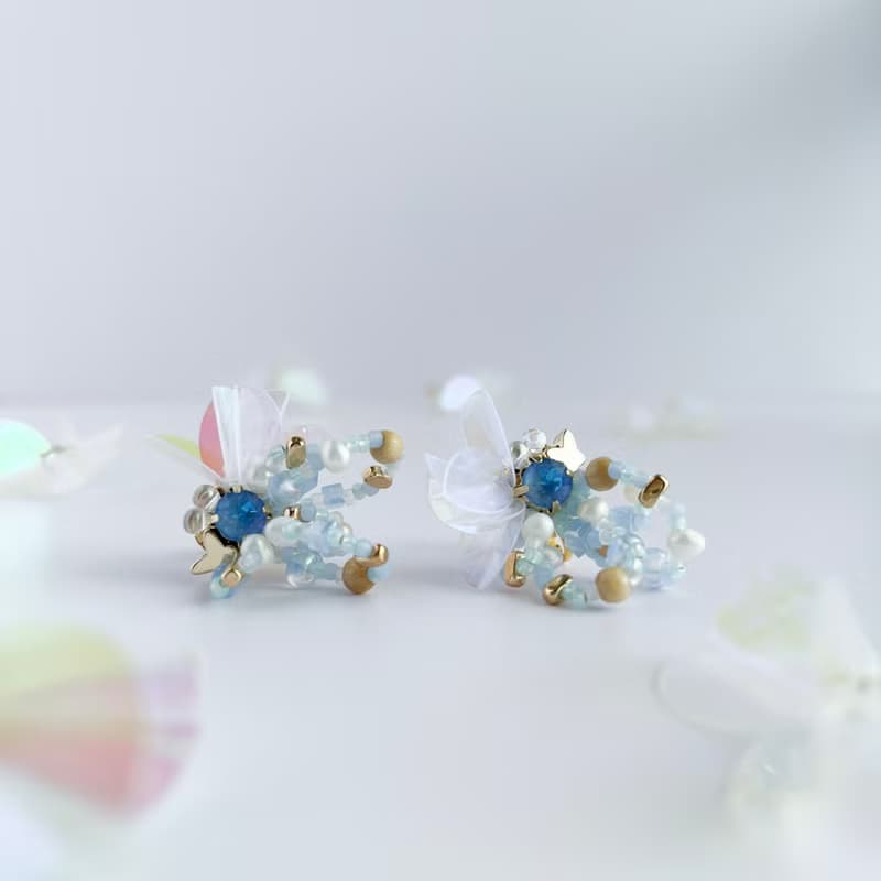 flarelet (Blue) : earring耳夾 / pierce耳釘