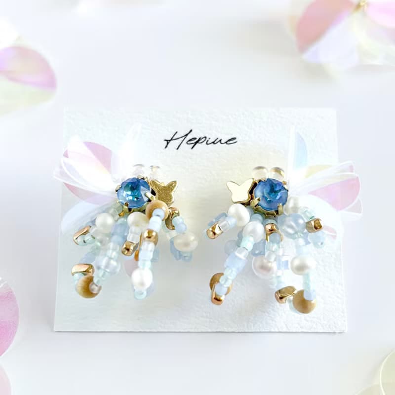 flarelet (Blue) : earring耳夾 / pierce耳釘