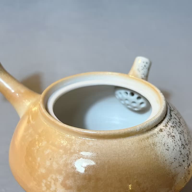 柴燒瓷土奶油系側把茶壺 / 古樸落灰  / 小平凡手作