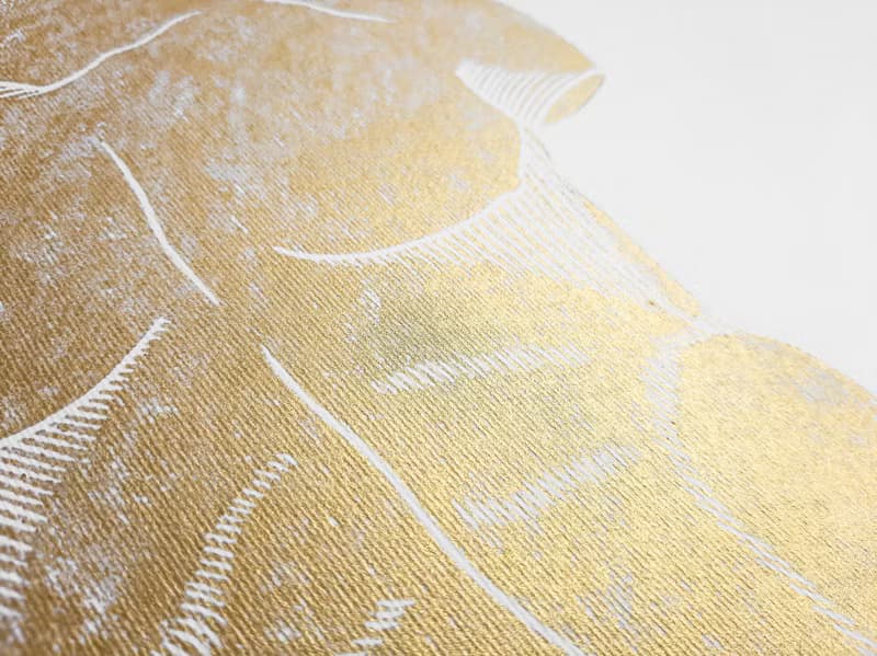 Gold male nude art Linocut print Bust original artwork Housewarming gift