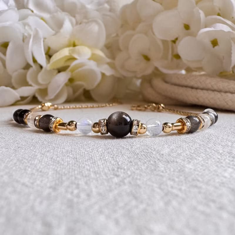 天蠍座水晶手鍊 | 銀曜石 藍月亮石 | 十二星座守護石 天然石手鍊