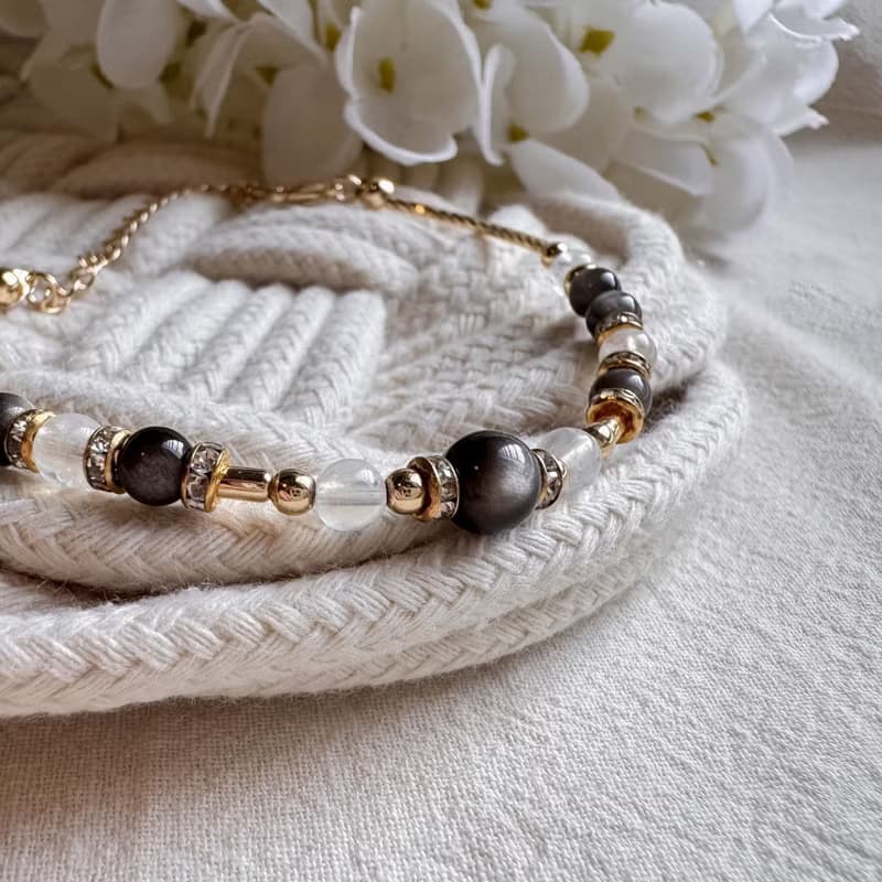 天蠍座水晶手鍊 | 銀曜石 藍月亮石 | 十二星座守護石 天然石手鍊