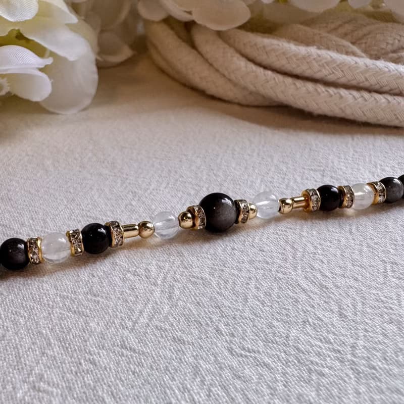 天蠍座水晶手鍊 | 銀曜石 藍月亮石 | 十二星座守護石 天然石手鍊