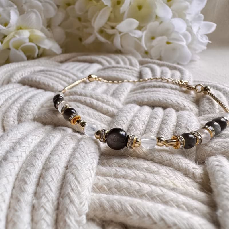 天蠍座水晶手鍊 | 銀曜石 藍月亮石 | 十二星座守護石 天然石手鍊