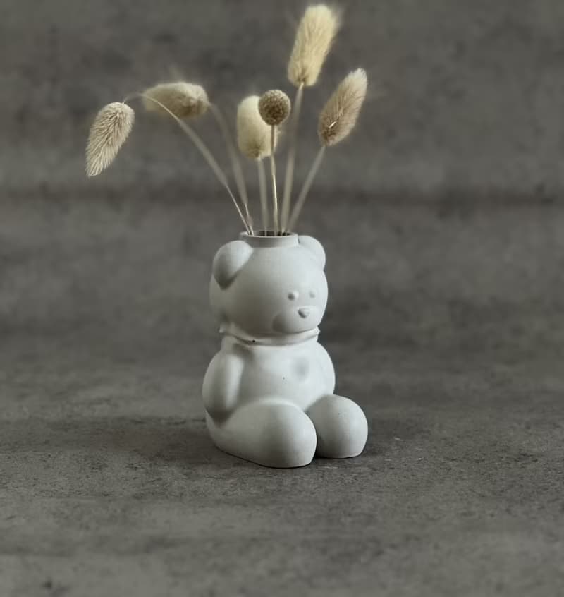 熊/花器/擴香石/筆筒/水泥/擺件/蠟燭臺/母親節/乾燥花