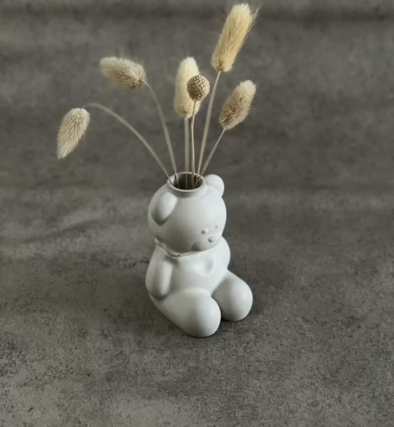 熊/花器/擴香石/筆筒/水泥/擺件/蠟燭臺/母親節/乾燥花