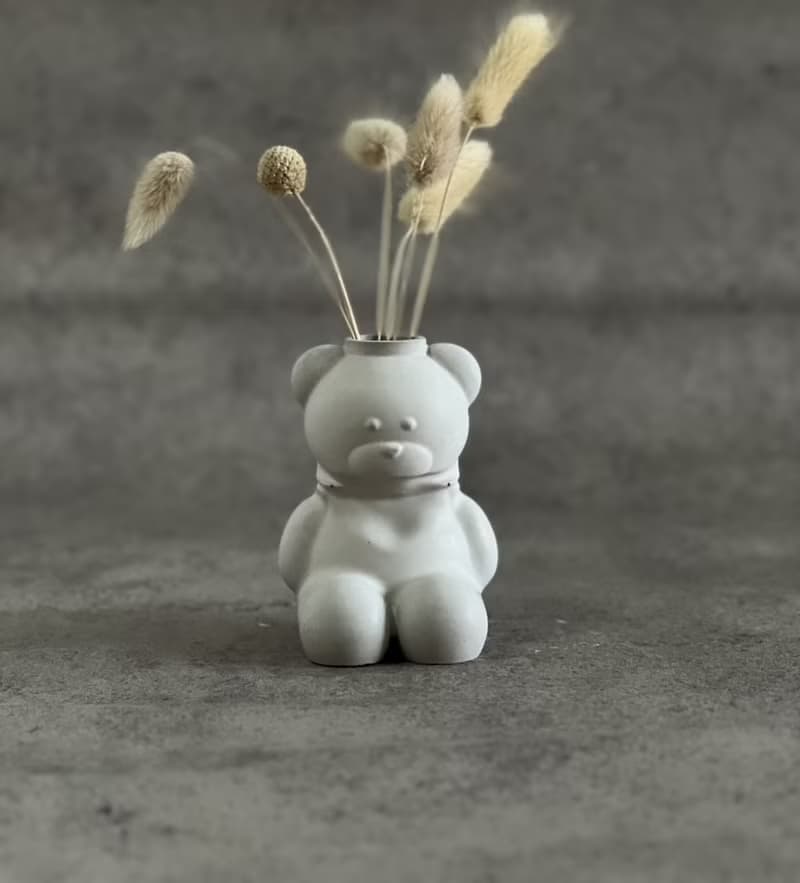 熊/花器/擴香石/筆筒/水泥/擺件/蠟燭臺/母親節/乾燥花