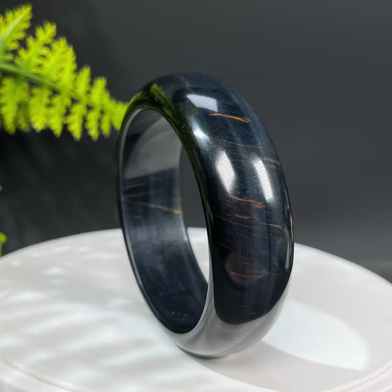 高品質藍虎眼石手镯58MM 流星紋聚寶盆藍虎晴石手環 淨化調節安撫
