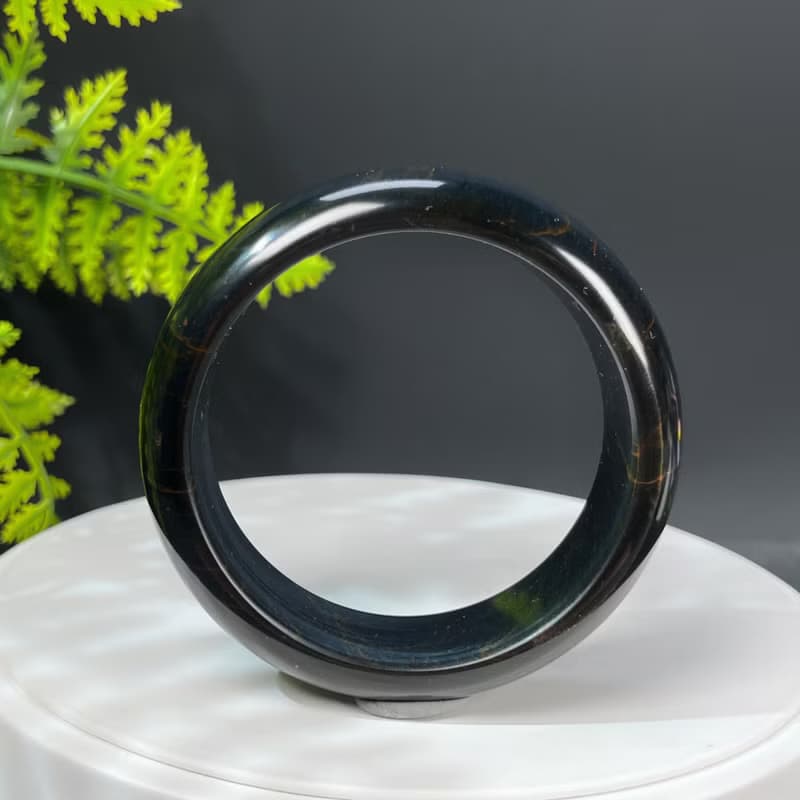 高品質藍虎眼石手镯58MM 流星紋聚寶盆藍虎晴石手環 淨化調節安撫