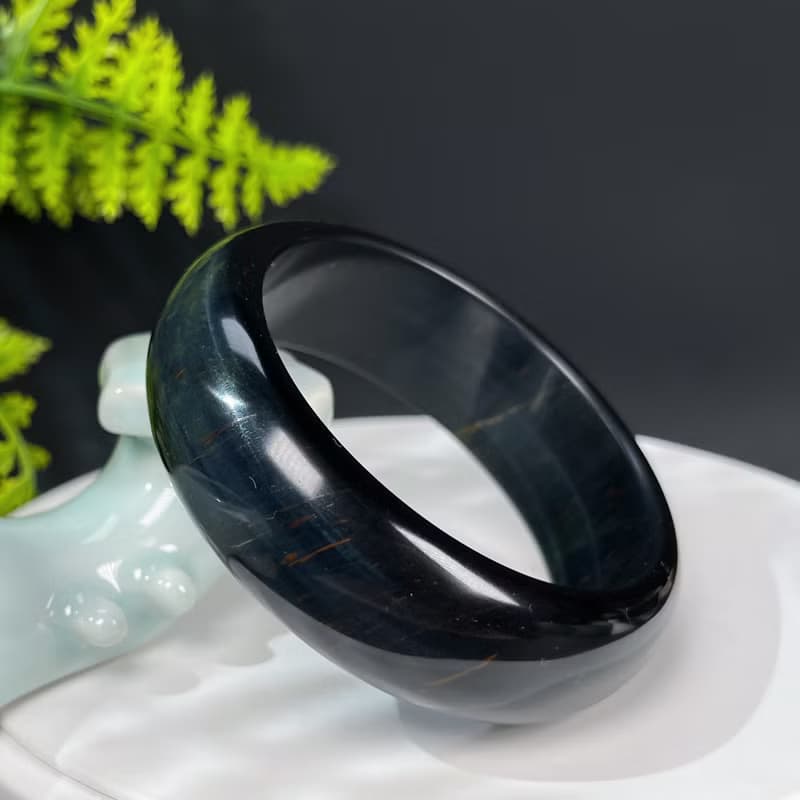 高品質藍虎眼石手镯58MM 流星紋聚寶盆藍虎晴石手環 淨化調節安撫