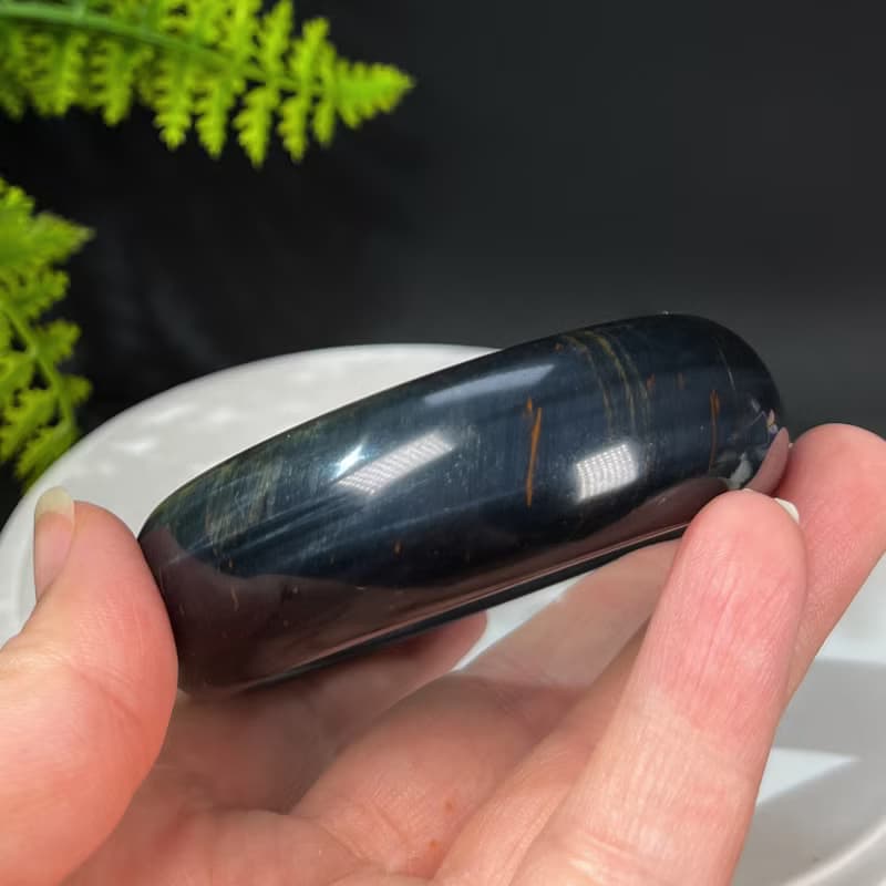 高品質藍虎眼石手镯58MM 流星紋聚寶盆藍虎晴石手環 淨化調節安撫