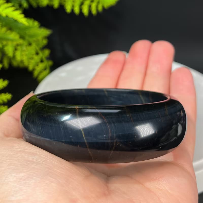 高品質藍虎眼石手镯58MM 流星紋聚寶盆藍虎晴石手環 淨化調節安撫