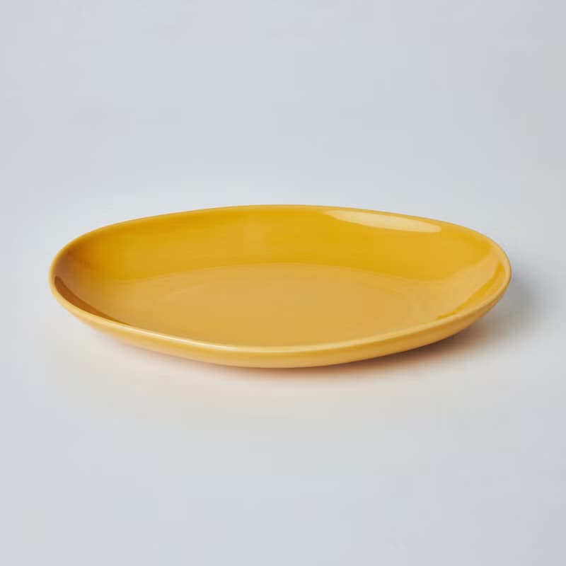 KOGA 許家陶器品 陶質六角腰子盤 (窯黃)