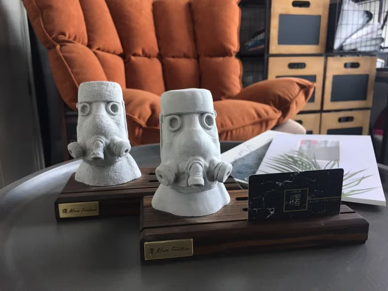 曙MUSE 防毒面具摩艾木底名片架  辦公室 擴香石 手作 創意