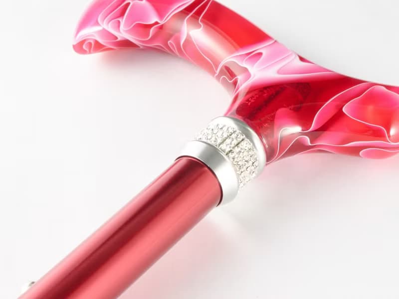 【退休禮物】施華洛世奇水晶手杖-珊瑚紅 壽宴 晚宴 婚禮