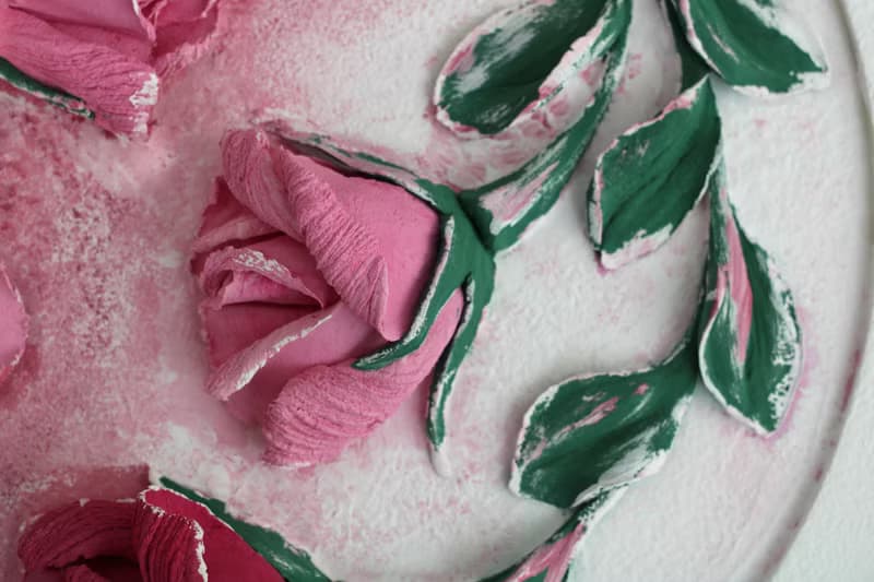 Roses, round 3D rose painting, home decor, texture painting.