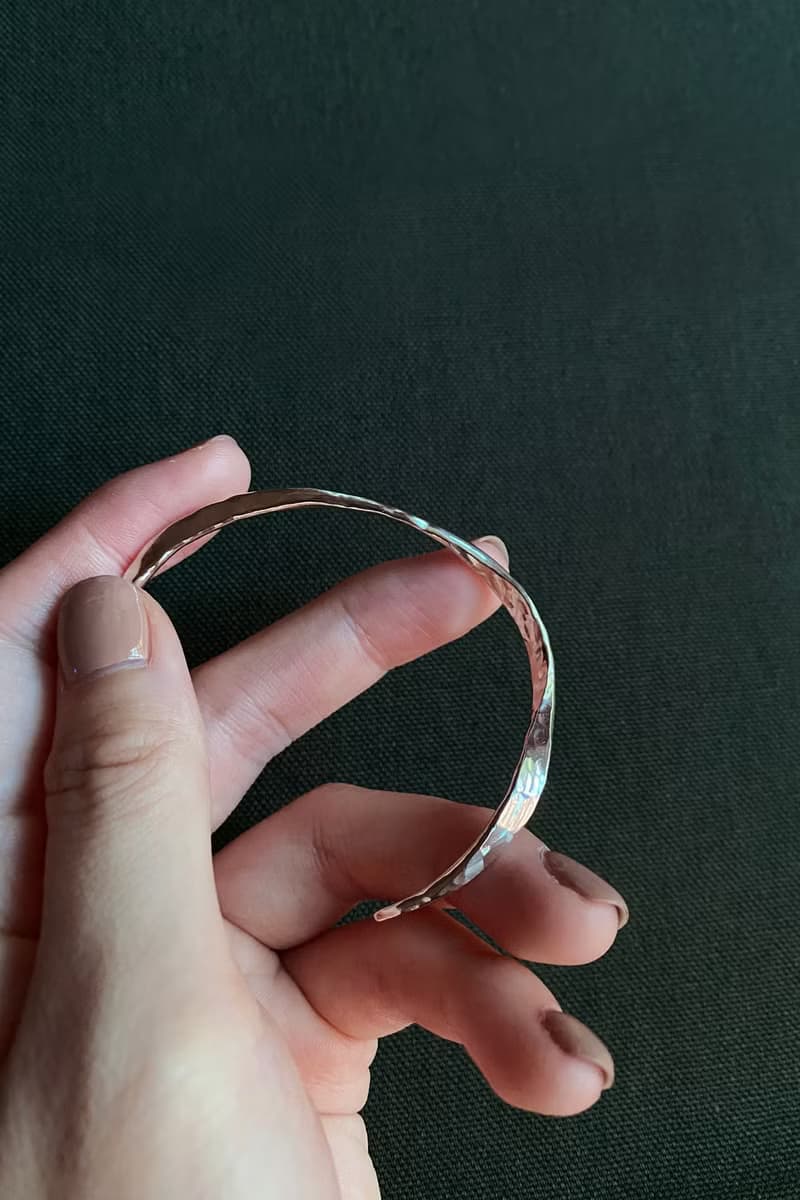 純銀鍛敲波紋手環