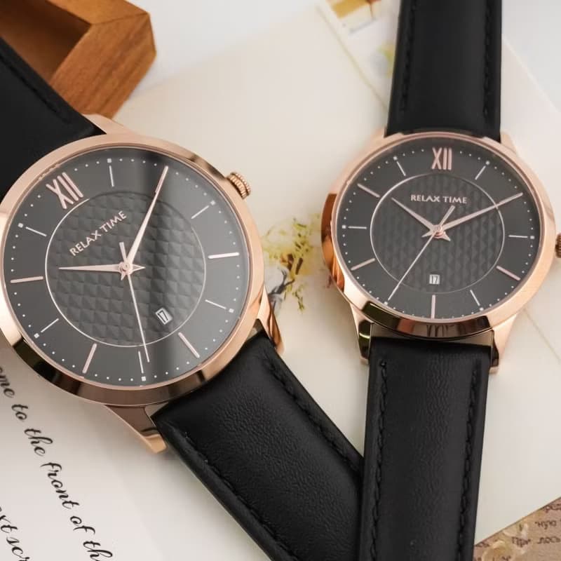 RELAX TIME 石英款 立體格紋時尚男錶 -白×黑 (RT-118-1M) 42mm