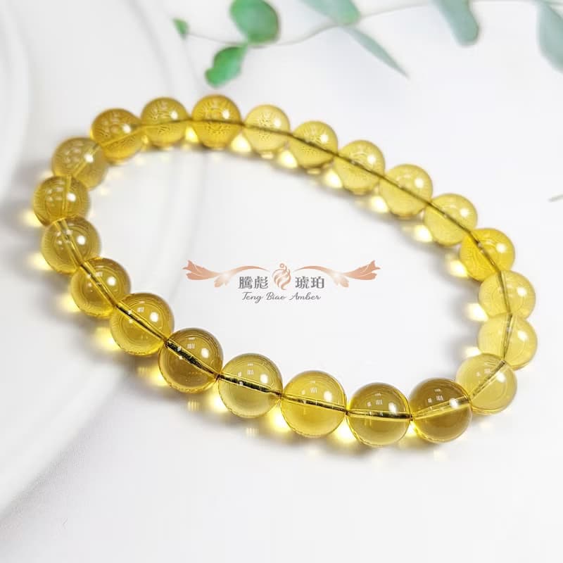 騰彪琥珀 天然琥珀蜜蠟 淨水玻璃級 金藍琥珀 經典小品 單圈手鍊