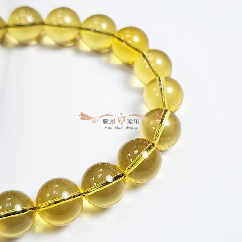 騰彪琥珀 天然琥珀蜜蠟 淨水玻璃級 金藍琥珀 經典小品 單圈手鍊