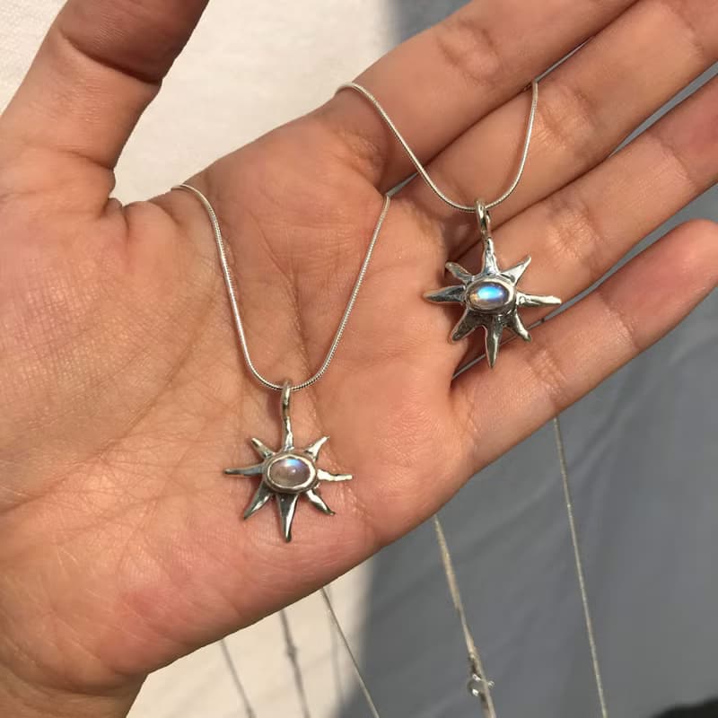 925銀 星芒造型 月光石 項鍊