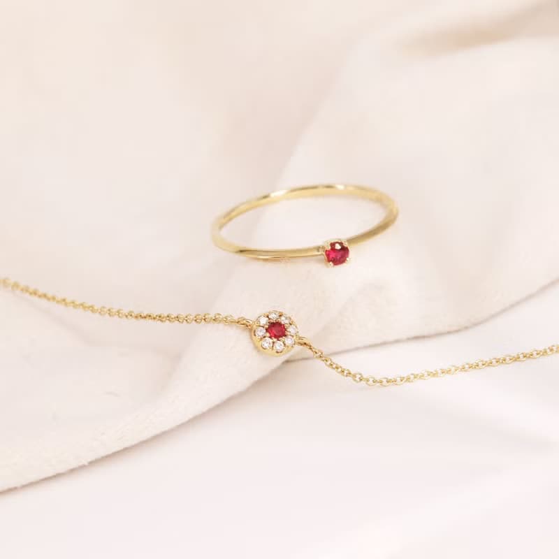 Visel 18K金紅寶石圍鑽手鍊