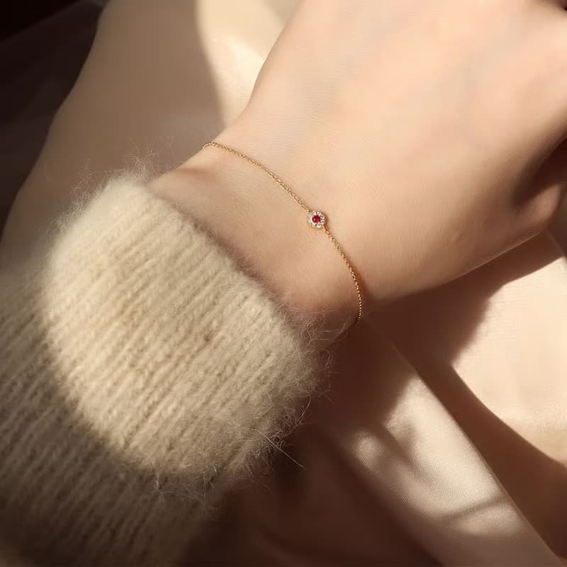 Visel 18K金紅寶石圍鑽手鍊