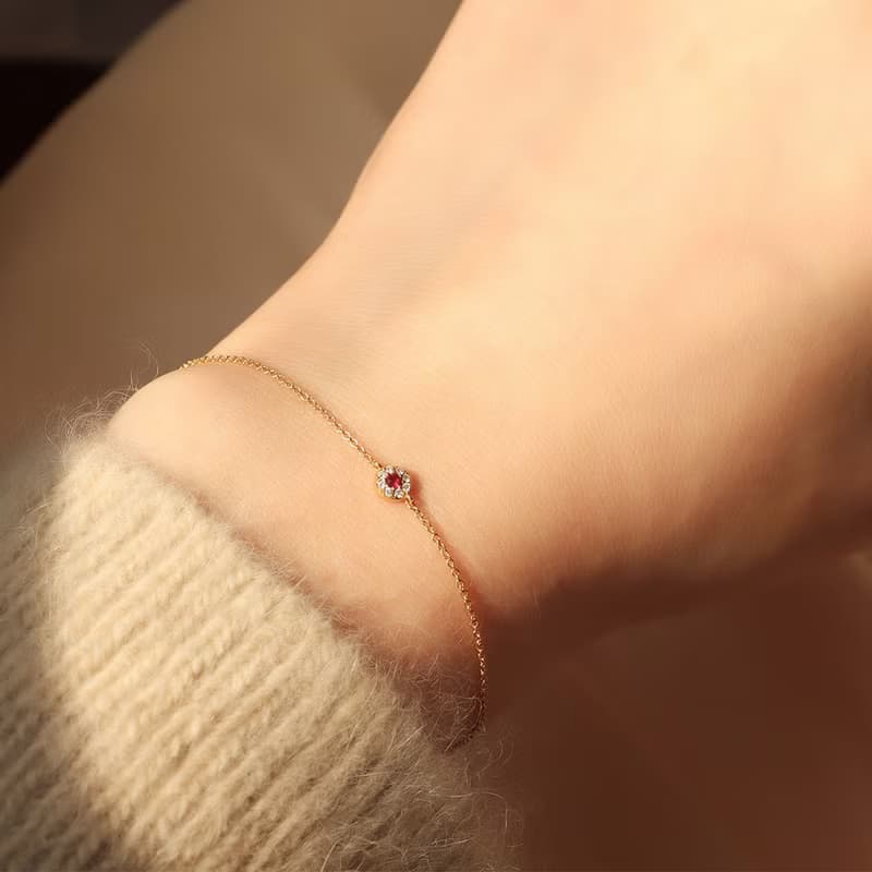 Visel 18K金紅寶石圍鑽手鍊