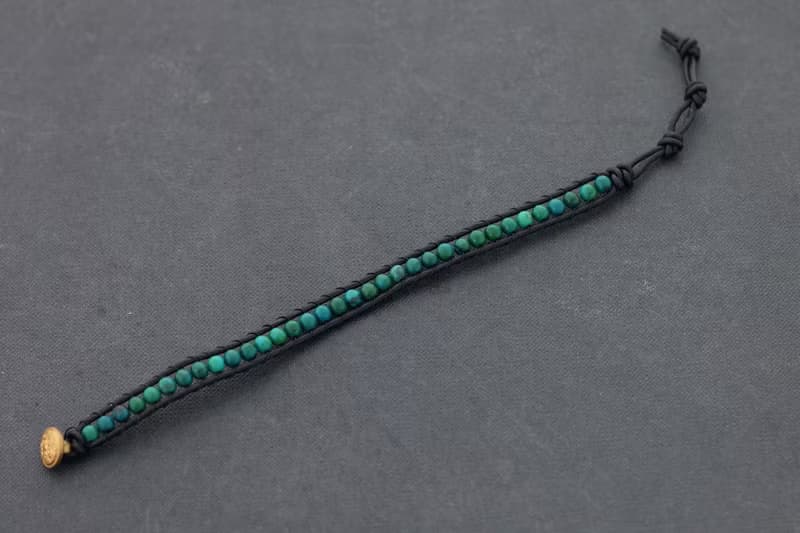 矽孔雀石黑色皮革石頭串珠手鐲手鍊時髦